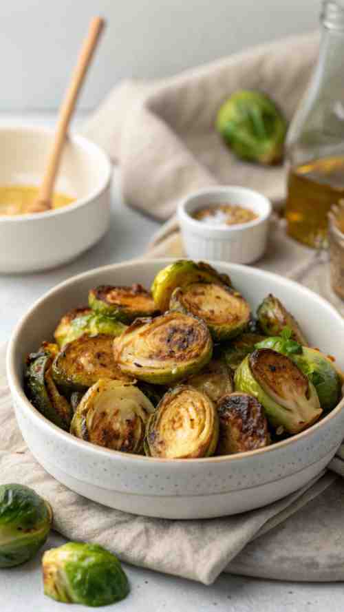 Crispy Maple Dijon Air Fryer Brussels Sprouts – Easy Sweet & Savory Side Dish Recipe