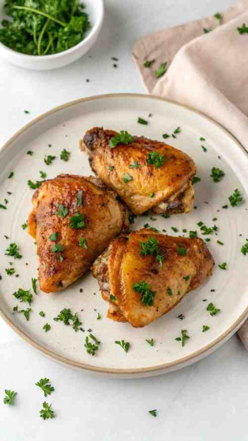 Crispy Garlic Herb Air Fryer Chicken Thighs – Easy Bone-In Chicken Recipe