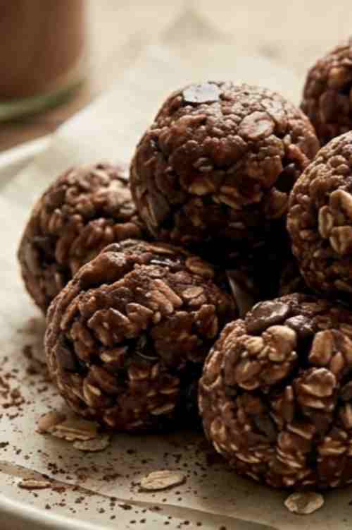 Easy No Bake Chocolate Energy Balls with Oats and Peanut Butter